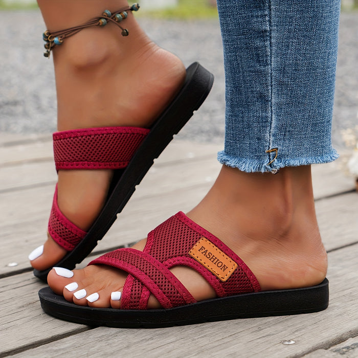 Dames Mesh Slide Sandalen – Lichtgewicht en Ademend met Kruisbandjes