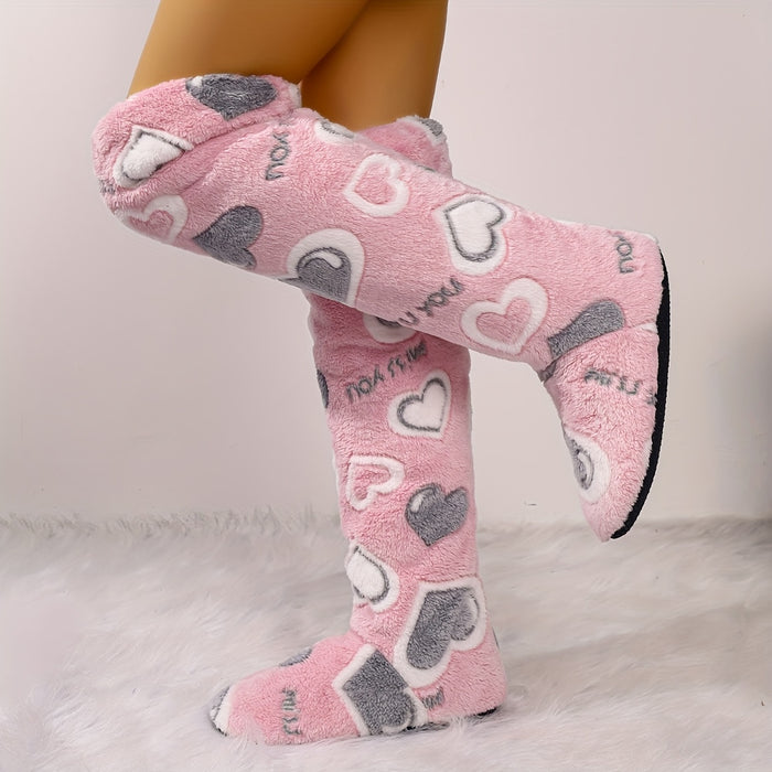 Bløde dametøfler med hjertemønster - Komfortable og stille