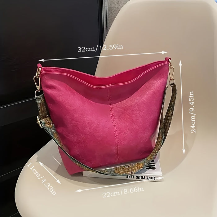 Brede Geometrische Tas – Grote Capaciteit Crossbody met Retro Vibe