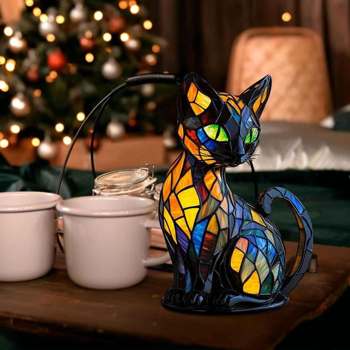 Lampe décorative pour chat avec design mosaïque et lumière d’ambiance chaude – Décoration intérieure élégante