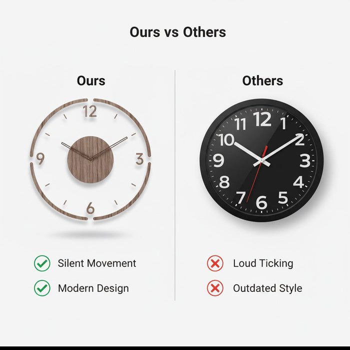 Minimalistisk trævægur i skandinavisk stil – Lydløst ur til moderne interiør