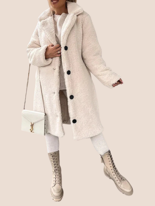 Manteau d’hiver oversize pour femmes – Texture douce en teddy et élégance intemporelle