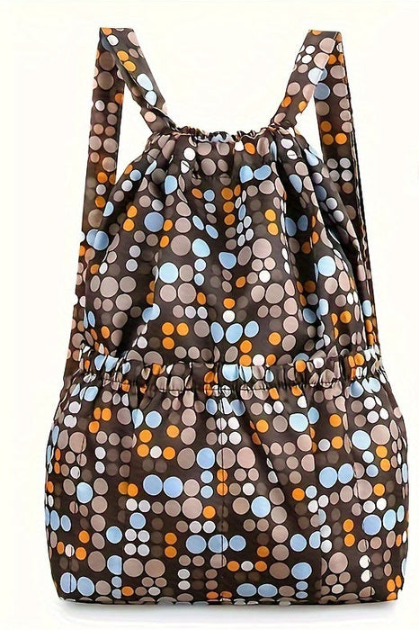 Geometrisch Nylon Rugzak met Koordsluiting – Perfect voor Reizen en Sportieve Activiteiten