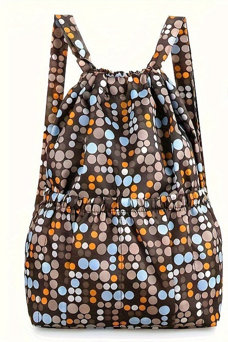 Geometrisch Nylon Rugzak met Koordsluiting – Perfect voor Reizen en Sportieve Activiteiten