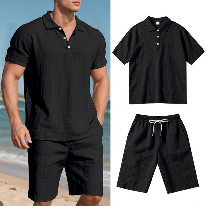 Heren Linnen Polo en Shorts Set – Comfortabel en Casual voor Warme Dagen