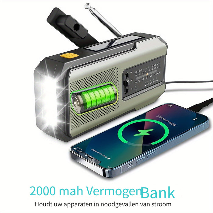 Daykit Draagbare AM/FM Radio – Met Zonnepaneel en Zaklamp