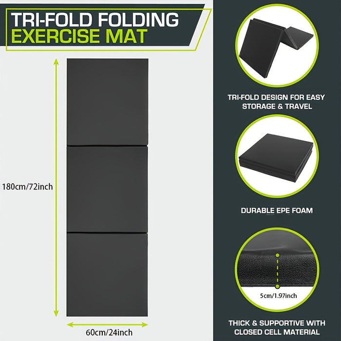Draagbare drieluik yogamat met dikke vulling, antislip PU oppervlak en handvat