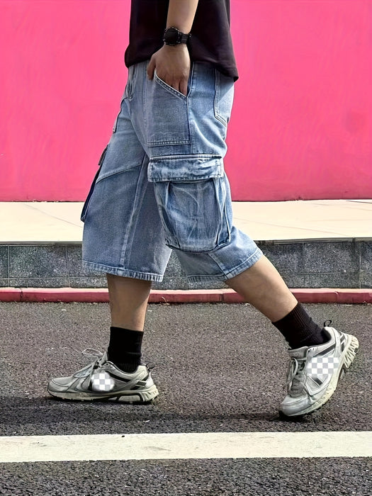 Casual Herenshorts Denim Cargo – Robuust en Praktisch voor Dagelijks Gebruik