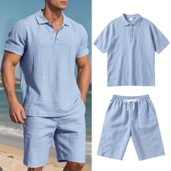 Heren Linnen Polo en Shorts Set – Comfortabel en Casual voor Warme Dagen
