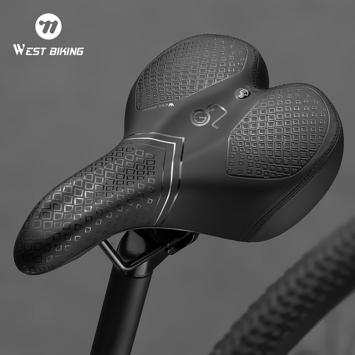 Ilmatäytteinen pyörän satula mukavuutta varten pitkillä pyöräretkillä