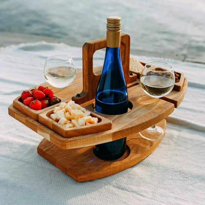 Elegant Houten Picknick Wijntafel – Praktisch en Luxueus