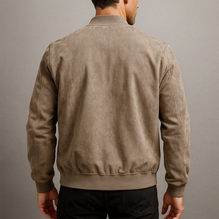 Stijlvolle Heren Zomerjas met Suède Look en Comfortabele Moderne Pasvorm