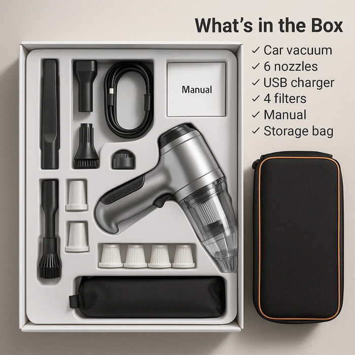 PowerClean Draadloze Auto Stofzuiger – Compact en Superkrachtig