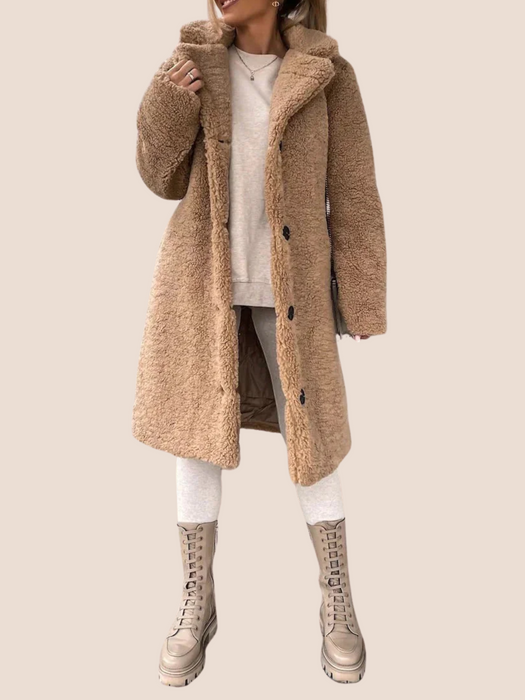 Manteau d’hiver oversize pour femmes – Texture douce en teddy et élégance intemporelle