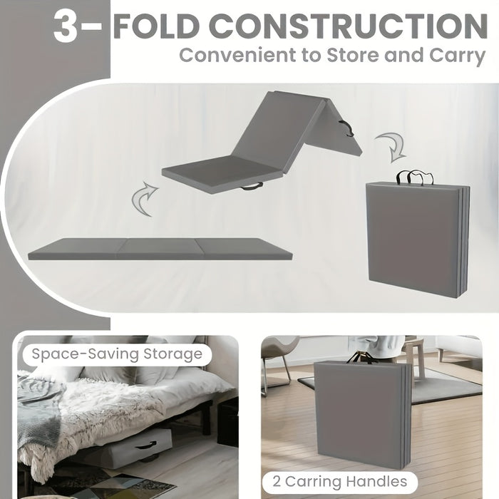 Draagbare drieluik yogamat met dikke vulling, antislip PU oppervlak en handvat