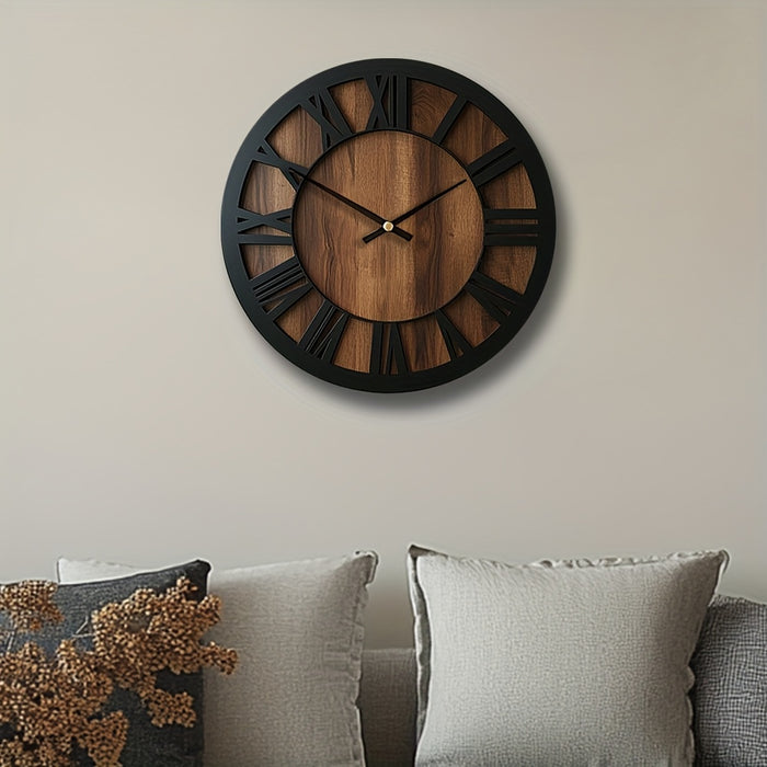 Orologio da Parete in Legno con Design a Lancette Aperte – Silenzioso e Decorativo