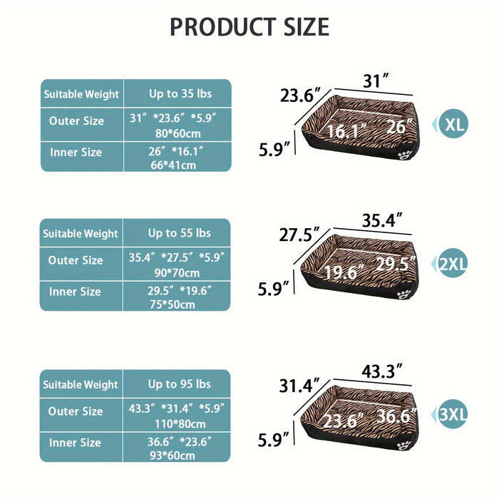 Suorakaiteen muotoinen polyesterinen koiranpeti pehmeällä täytteellä kaikille koirille