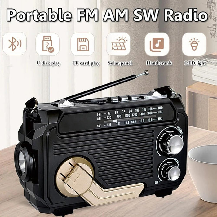 Noodradio dynamosähköllä ja aurinkopaneelilla luotettavaa viestintää ja valaistusta varten