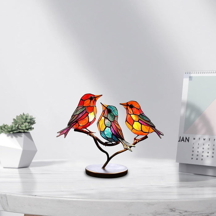 Moderne vogel tafellamp LED met gekleurd glas en decoratief design art