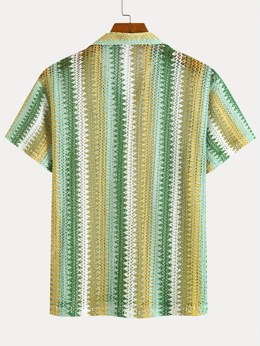 Heren Zomer Casual Korte Mouw Shirt – Geweven Stof voor een Frisse Look