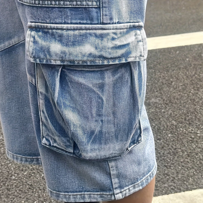 Casual Herenshorts Denim Cargo – Robuust en Praktisch voor Dagelijks Gebruik