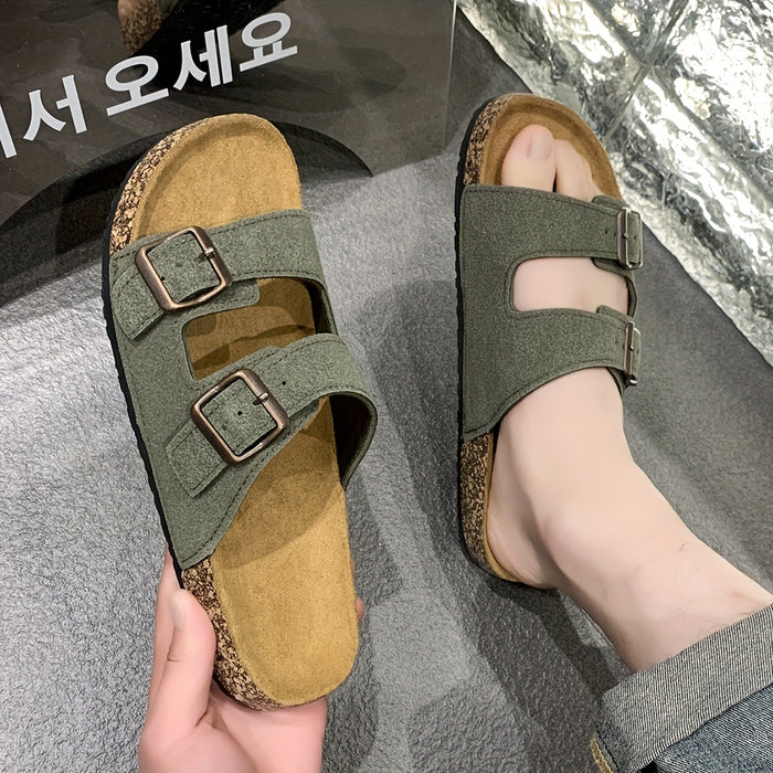 Retro Slides met Dubbele Verstelbare Gespen voor Heren  – Comfortabel en Stijlvol voor Heren