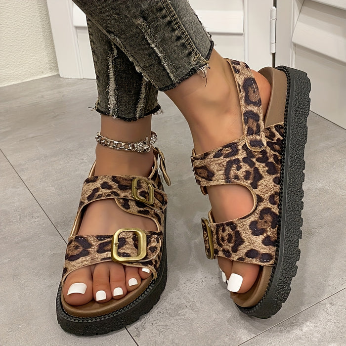 Modieuze Dames Plateau Sandalen met Luipaardprint – Comfort en Stijl in Één