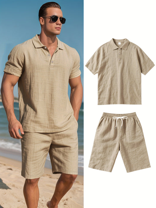 Heren Linnen Polo en Shorts Set – Comfortabel en Casual voor Warme Dagen