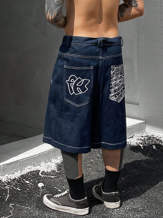 Casual Bermuda Denim Shorts – Losse Pasvorm met Stijlvolle Bloemenborduursels