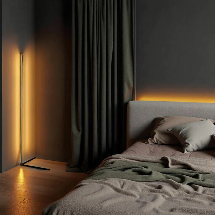 Minimalistinen LED-lattiavalaisin himmennettävillä valoasetuksilla ja modernilla lineaarisella muotoilulla