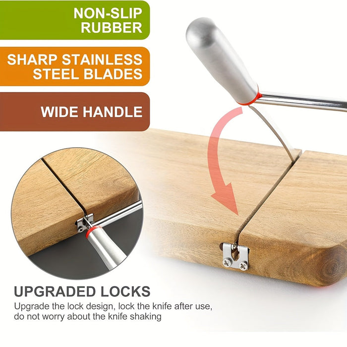 Artisan Acacia Kaassnijder – Roestvrijstalen Mes op Elegante Houten Basis