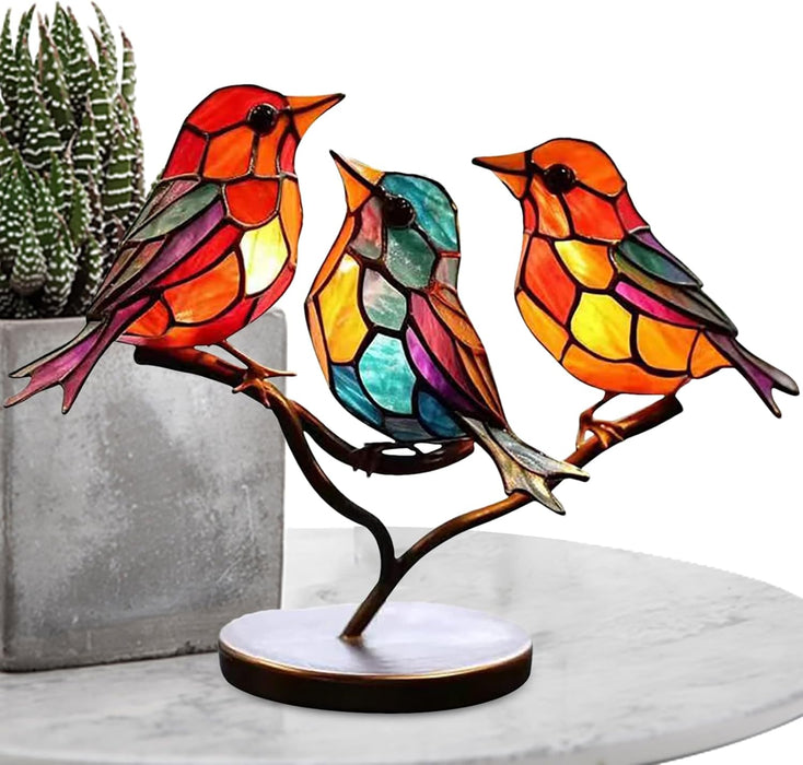 Moderne vogel tafellamp LED met gekleurd glas en decoratief design art