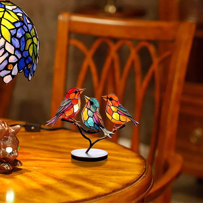 Moderne vogel tafellamp LED met gekleurd glas en decoratief design art