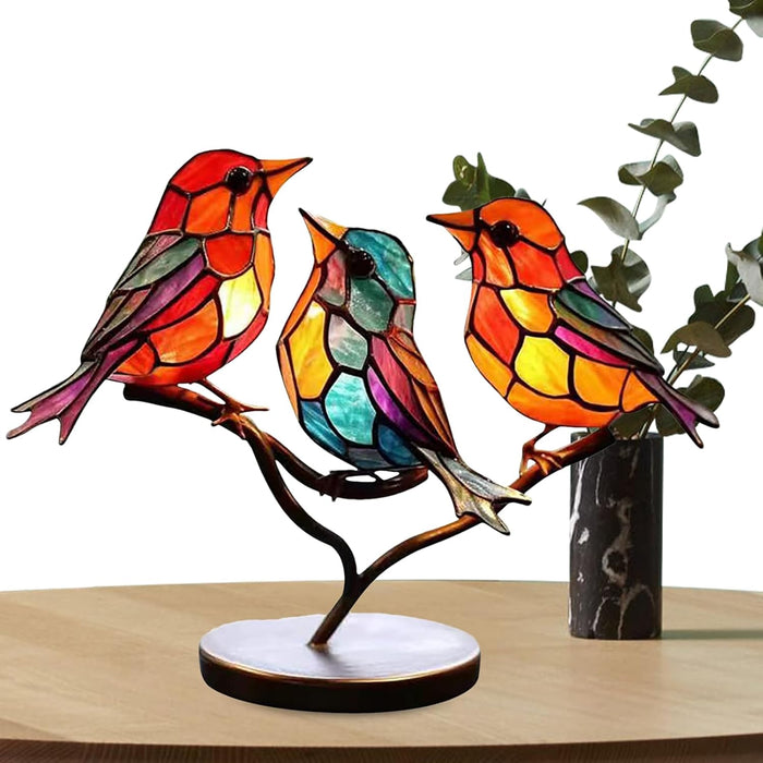 Moderne vogel tafellamp LED met gekleurd glas en decoratief design art