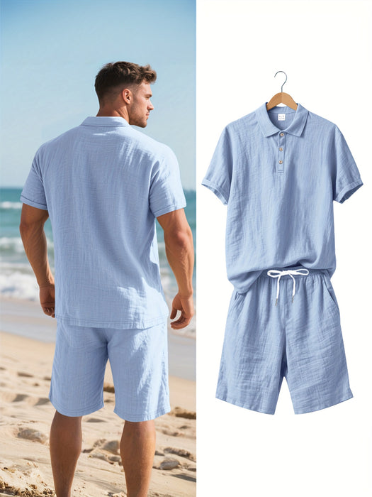 Heren Linnen Polo en Shorts Set – Comfortabel en Casual voor Warme Dagen