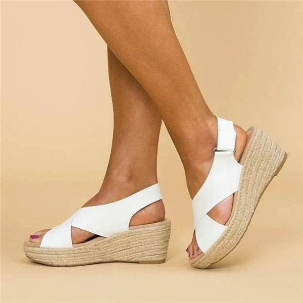 Chic Cross-Strap Wedge Sandalen – Comfortabele Zomerstijl