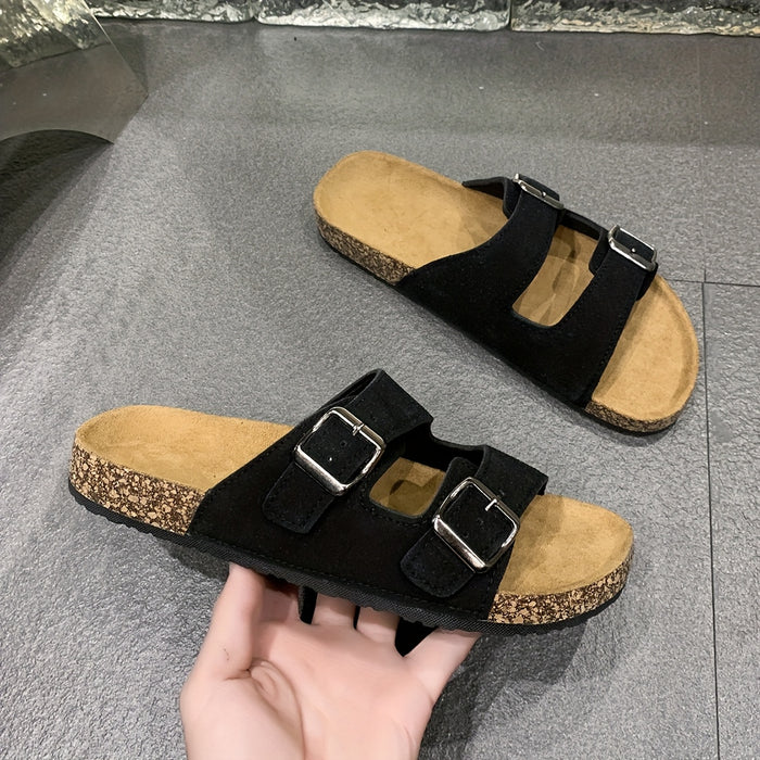 Retro Slides met Dubbele Verstelbare Gespen voor Heren  – Comfortabel en Stijlvol voor Heren