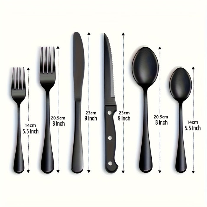 Zwarte Roestvrijstalen Bestekset – Modern Design met Hoogwaardige Afwerking