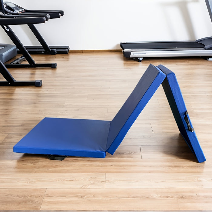 Draagbare drieluik yogamat met dikke vulling, antislip PU oppervlak en handvat