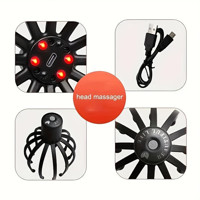 Elektrische Octopus Hoofdhuidmassager – USB Oplaadbaar en Compact