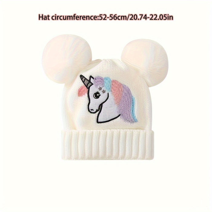 Lila Unicorn Muts voor Kinderen - Gezellig en Warm met Pompons