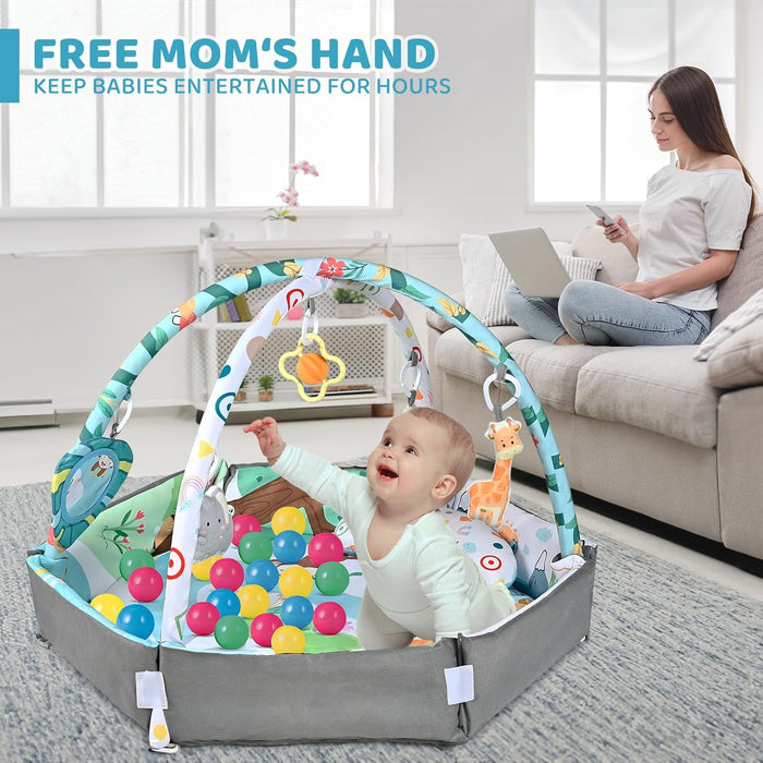 Multifunctionele Baby Speelmat voor Ontwikkeling en Spel met Speelbogen en Ballenbak