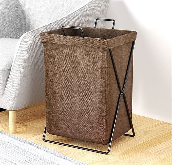 Opvouwbare Wasmand met Metalen Frame en Geweven Stoffen Opbergzak