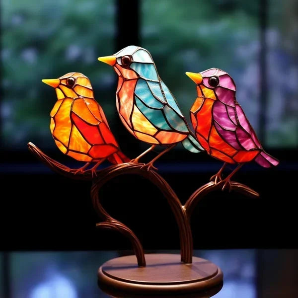 Moderne vogel tafellamp LED met gekleurd glas en decoratief design art