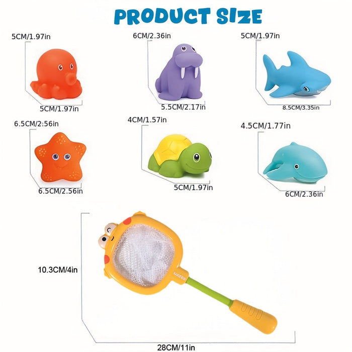 Bad Speelgoed Set met Netten – Drijvende Zeewezens en Water Spuiters