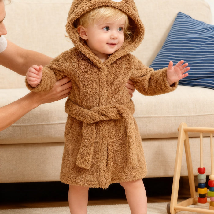 Baby badekåbe med hætte – Blød bamse-badekåbe til babyer og småbørn om vinteren