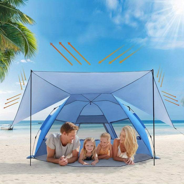 BreezeShield Strandtent – Lichtgewicht en Ruimtelijk voor 4-6 Personen