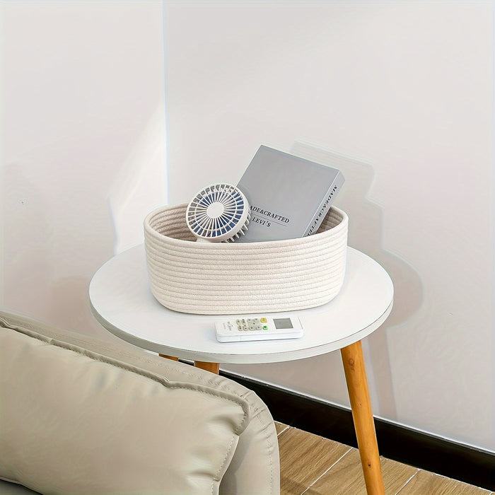 Cesto Portaoggetti Intrecciato Moderno per Armadio e Scrivania – Design Compatto e Elegante