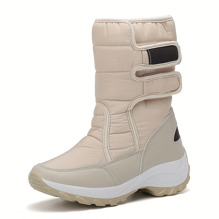 Dames Mid-Cut Snow Boots – Warme Winterlaarzen met Anti-Slip Zool en Klittenbandsluiting