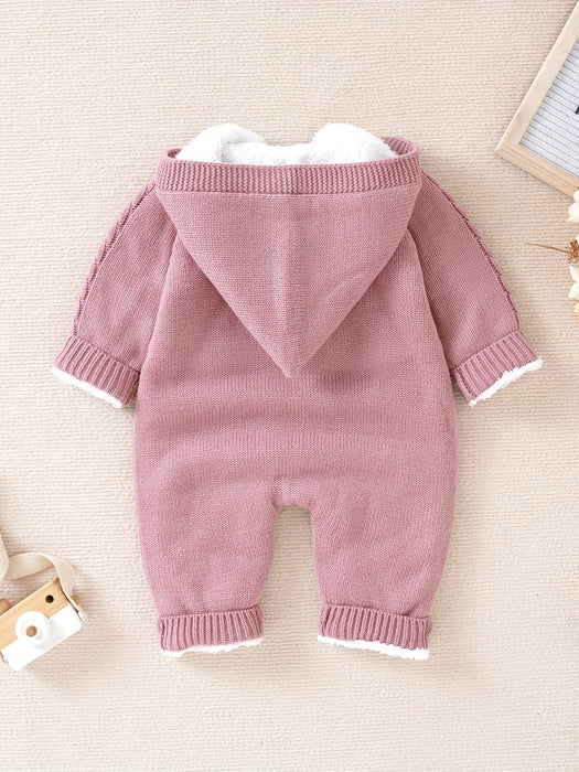 Baby gebreide jumpsuit met capuchon – Warm en comfortabel